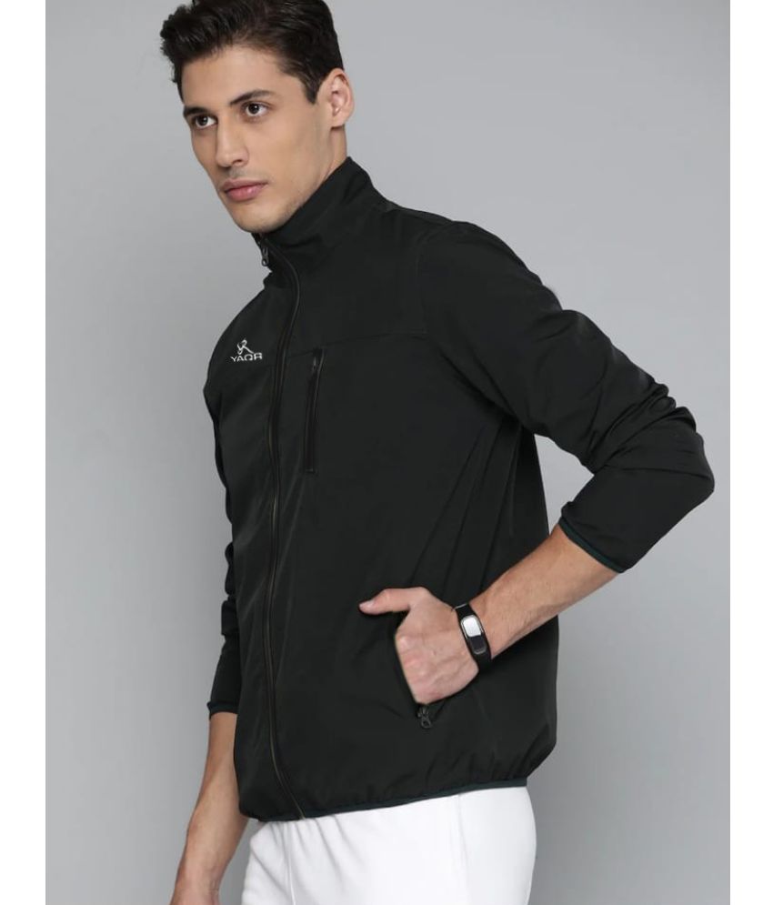 YAQR Black Nylon Slim Fit Men's Casual Jacket ( Pack of 1 ) Buy