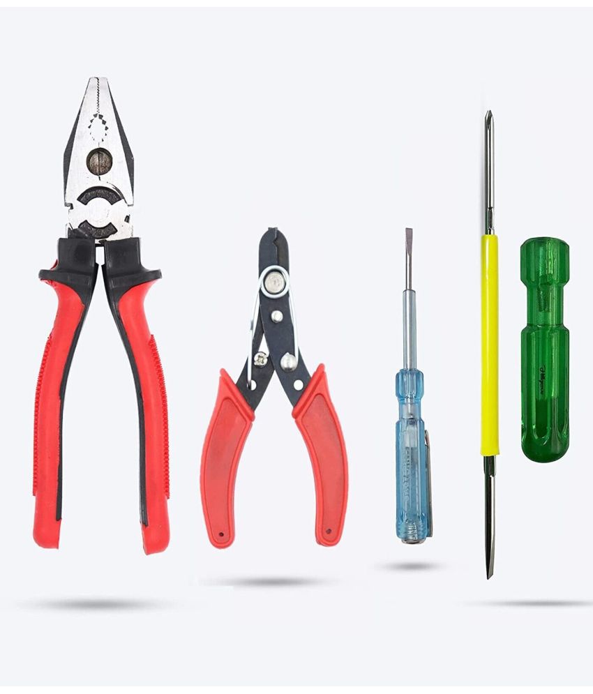     			Aldeco Hand Tool Kit- Heavy Duty Plier (Pilash), Wire Cutter, Tester & 2in1 Screw Driver. Combination Tools For Domestic & Industrial Purpose.