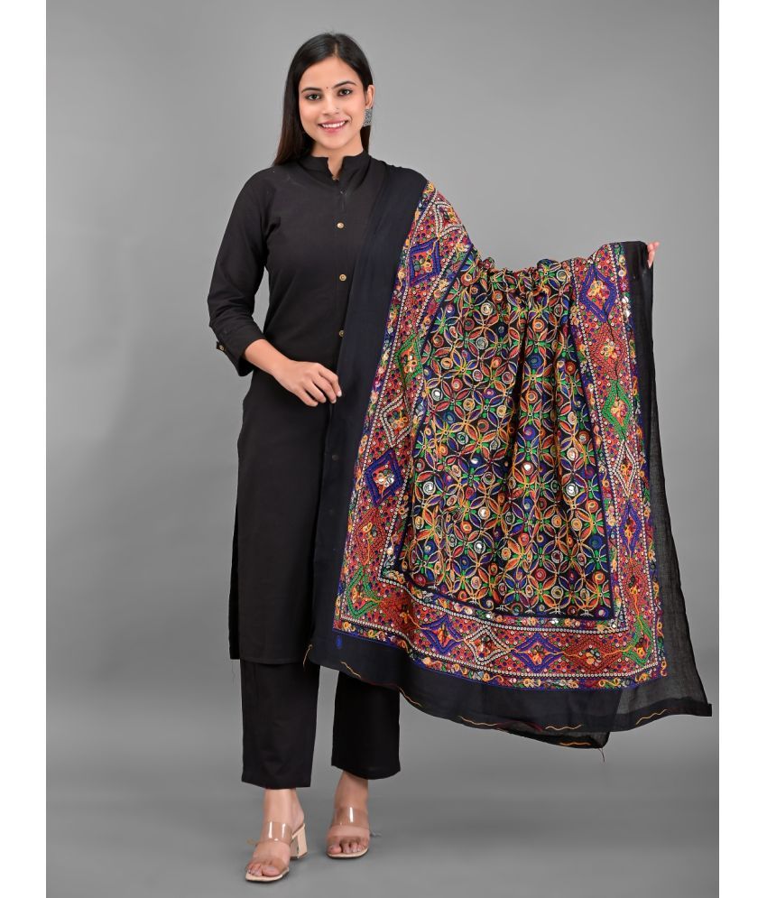     			Apratim - Black Cotton Women's Dupatta - ( Pack of 1 )