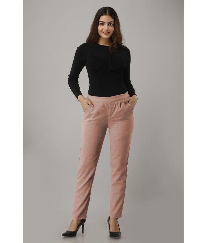     			FabbibaPrints - Pink Cotton Regular Women's Casual Pants ( Pack of 1 )