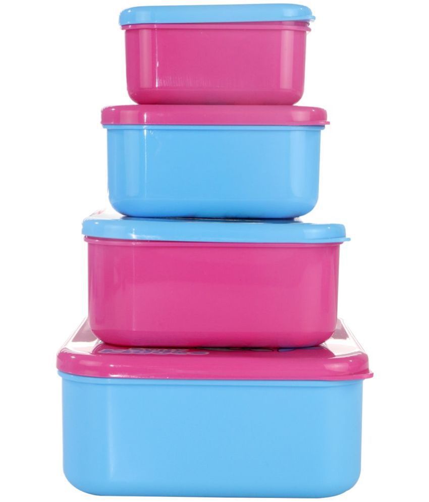     			Smily Kiddos - Multicolor Plastic Lunch Box ( Pack of 4 )