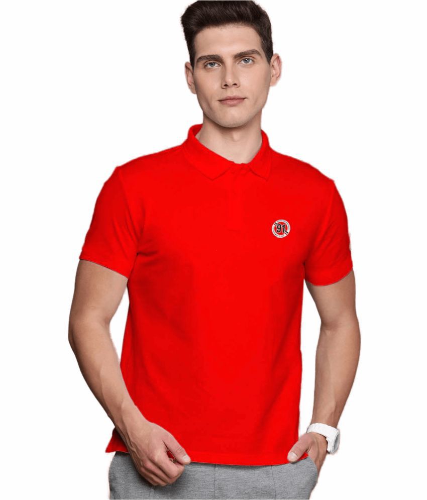     			TAB91 - Red Cotton Blend Regular Fit Men's Polo T Shirt ( Pack of 1 )