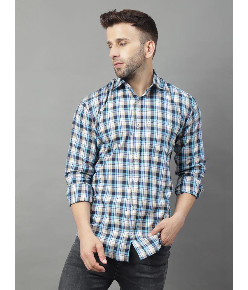 YHA - Navy 100% Cotton Regular Fit Men's Casual Shirt ( Pack of 1 )