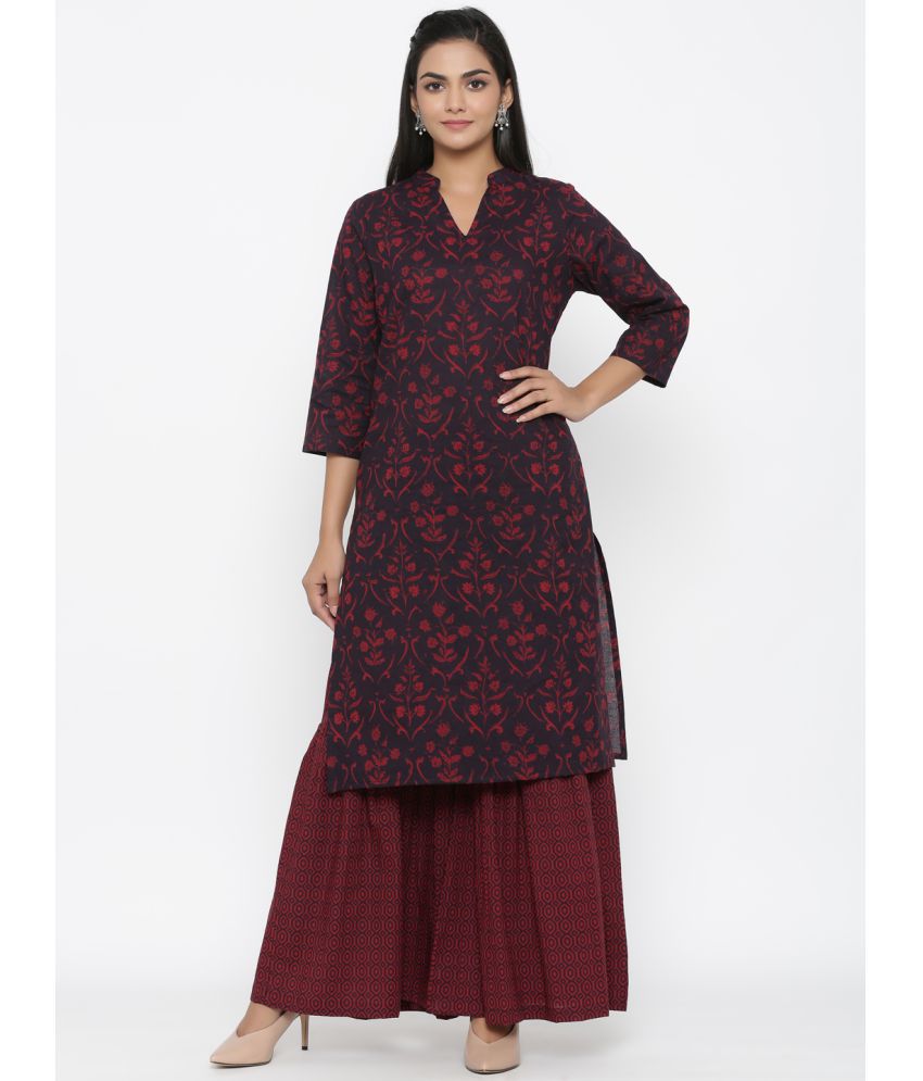     			miravan - Maroon Straight Cotton Women's Stitched Salwar Suit ( Pack of 1 )
