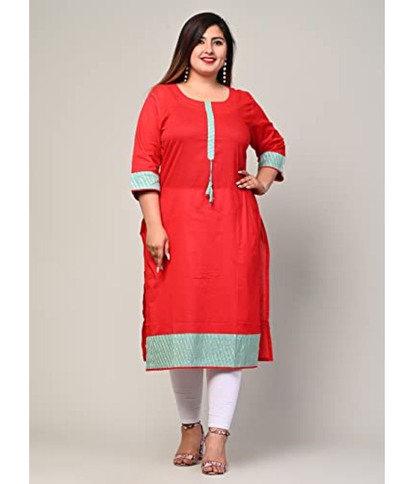     			Swasti - Red Cotton Women's Straight Kurti ( Pack of 1 )