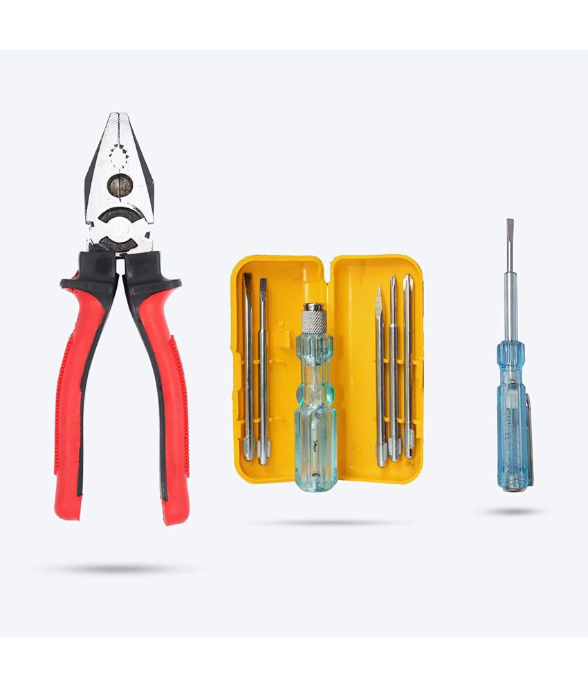     			Aldeco Hand Tool Kit- Heavy Duty Plier(Pilash), Adjustable Wrench & Tester with Neon Bulb. Combination Hand Tools for Domestic & Industrial Purpose.