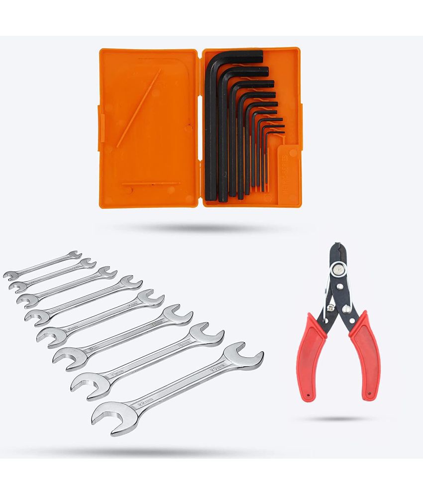     			Aldeco Hand Tools- 9Pcs Allen Key Set, 8Pcs Spanner Set & Wire Cutter. Hand Tools Combination For Domestic & Industrial Purpose.