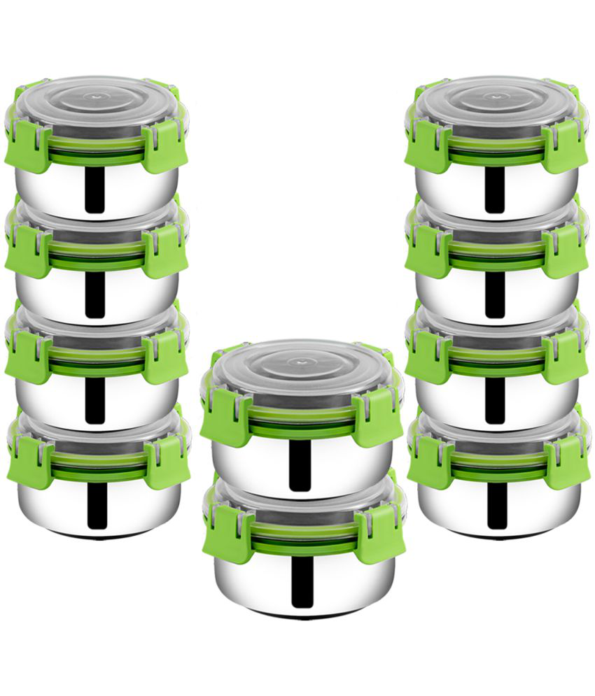     			BOWLMAN - Steel Green Food Container ( Set of 10 - 350mL each )
