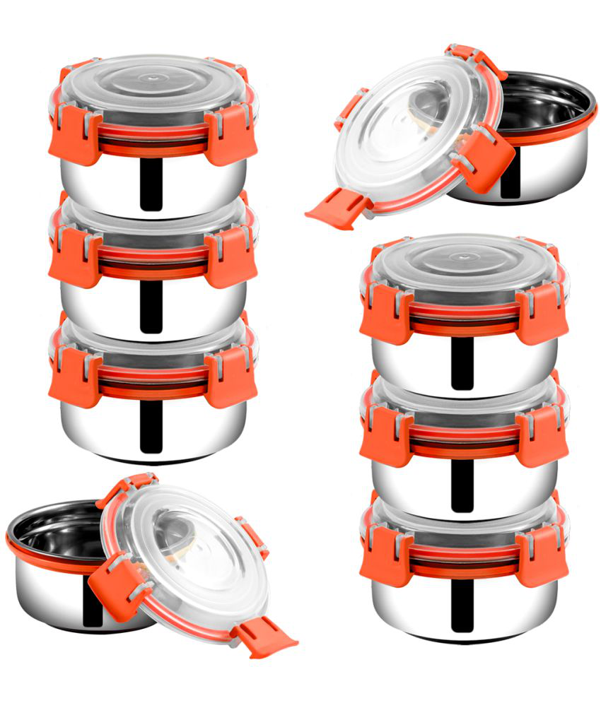     			BOWLMAN - Steel Orange Food Container ( Set of 8 - 350mL each )