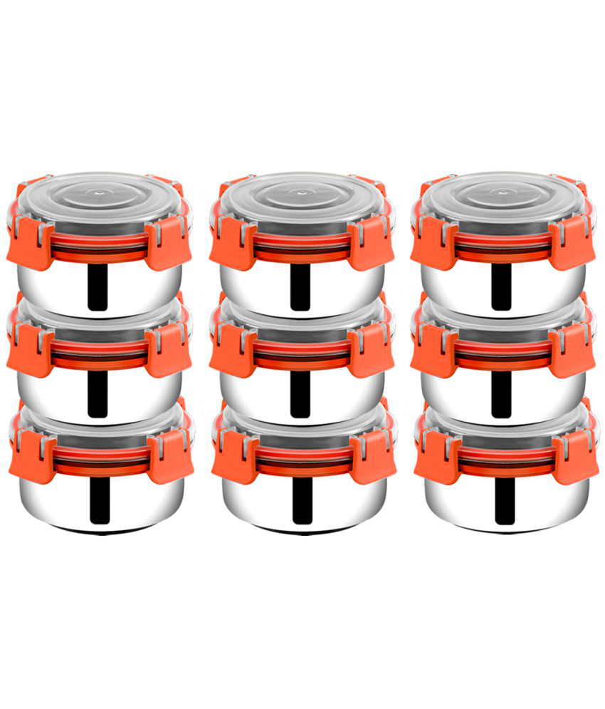     			BOWLMAN - Steel Orange Food Container ( Set of 9 - 350mL each )