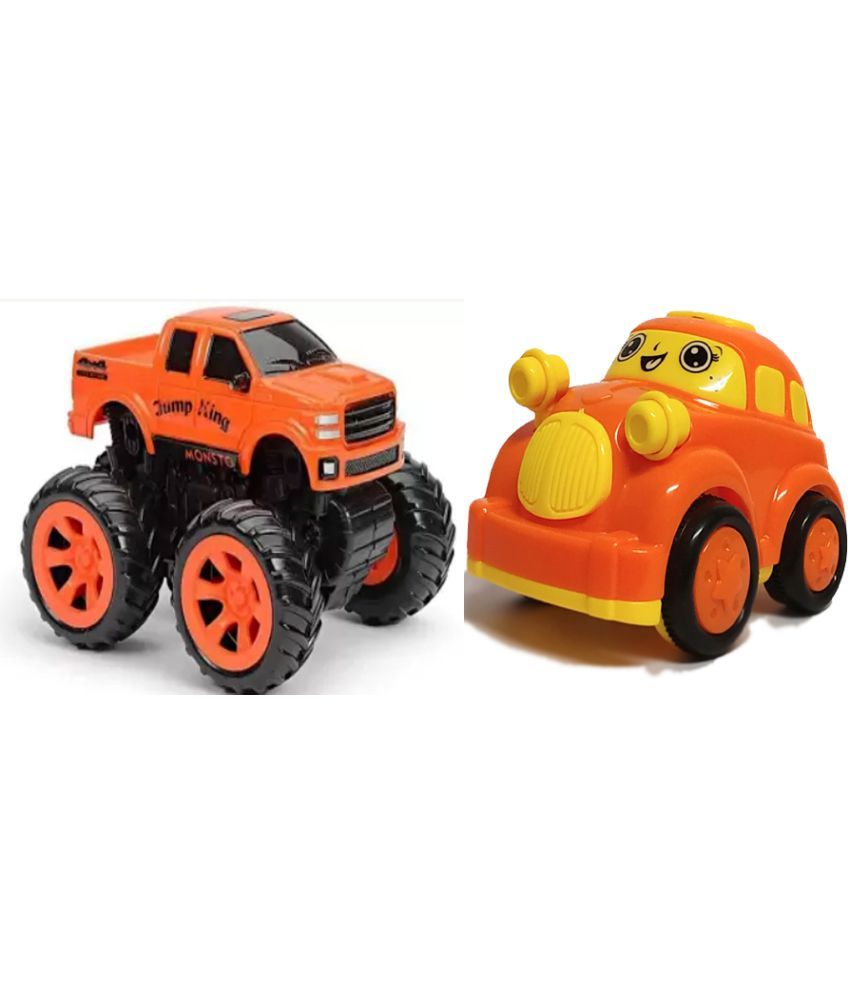 Car Toy Realistic Movements red & 4X4 Mini Monster Trucks Friction