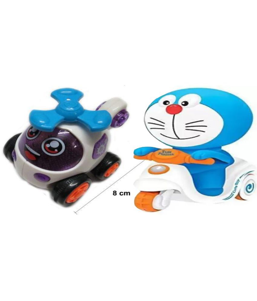 Doraemon Pressure Friction Toddler & smiling mini toy helicopter Friction powerred push Go Toy purple