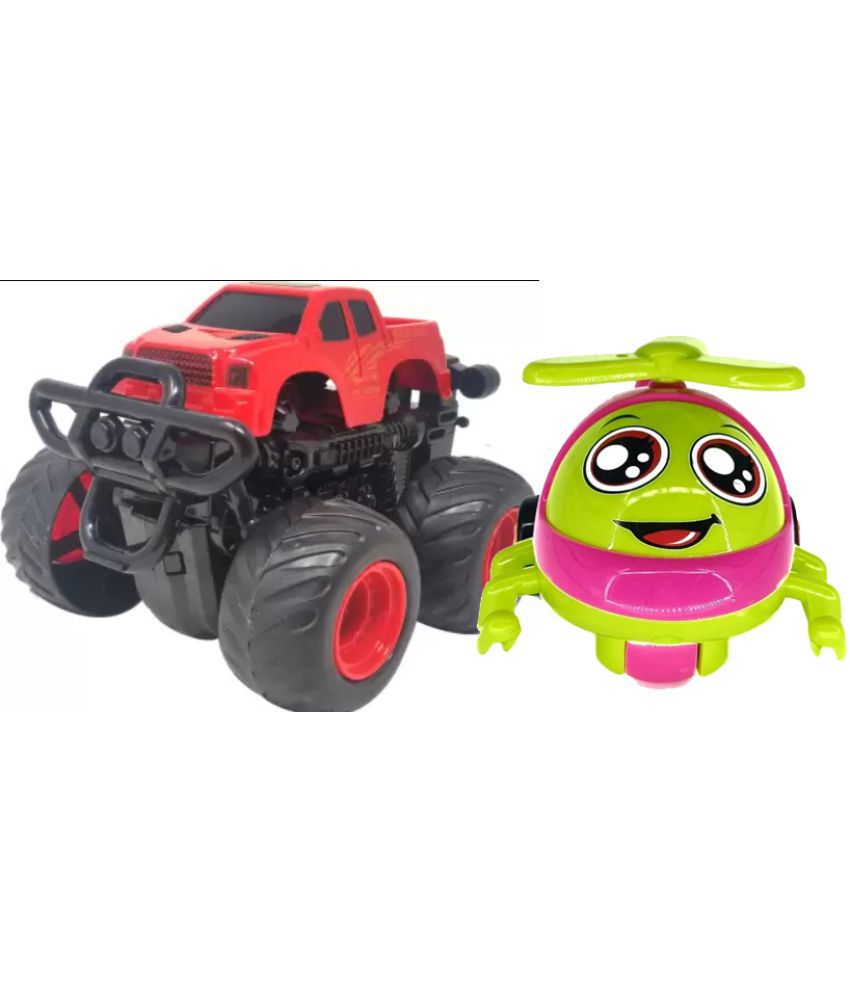 Friction powerred push Go Toy red & Friction stunt Car Red