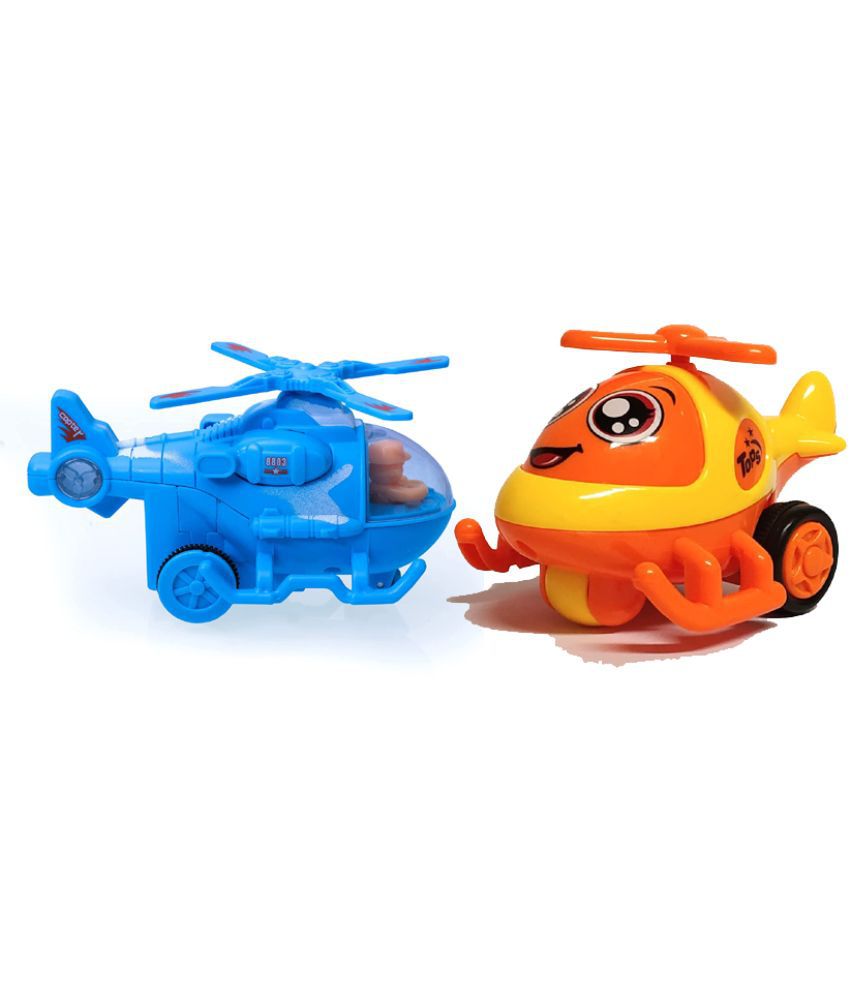 Friction powerred push Go Toy Orange & Tazomi Kids Friction Powered PushGo Mini Army Toys, Assorted Multicolored Helicopter blue