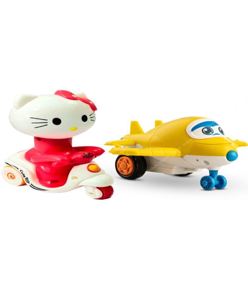 Toy Cars Unbreakable & Unbreakable Friction Mini Racing Plane to Robot yellow