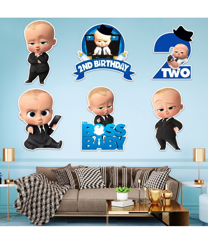     			Zyozi 7 Pcs Cardstock 2ND Boss Baby Decoration/ Boss Wall Stick/ Boss Wall Decoration/ 2ND Birthday Boss Baby Theme Wall Sticker  Pack of 7