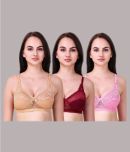 Kiran Enterprises Pack of 3 Net Non Padded Women's Everyday Bra ( Multicolor )