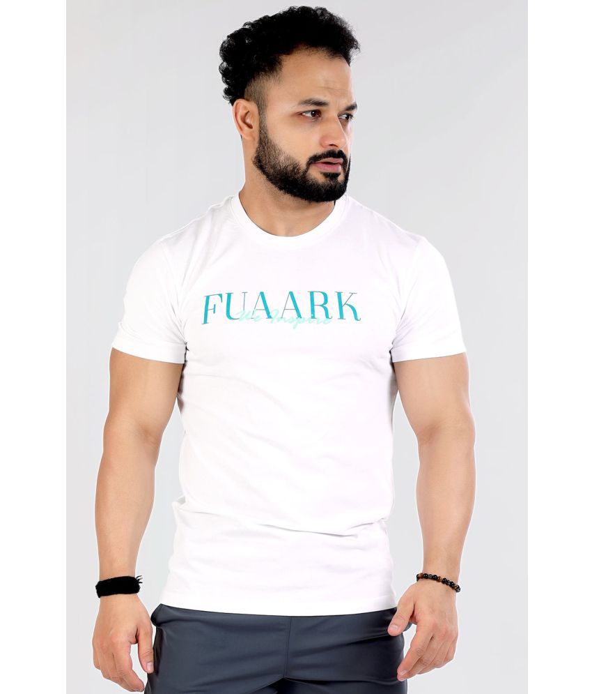     			Fuaark - White Cotton Slim Fit Men's Sports T-Shirt ( Pack of 1 )