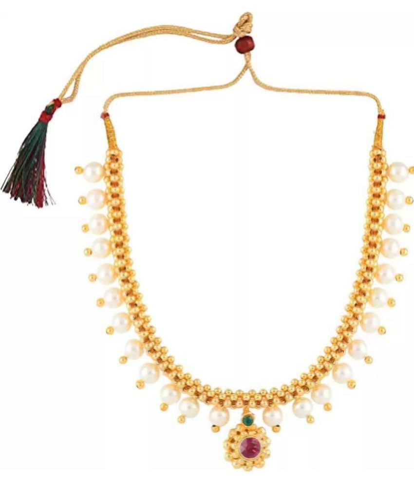     			HEER COLLECTION - Golden Pearls Necklace ( Pack of 1 )