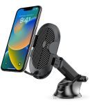 Tizum Universal Car Mobile Holder Stand| Strong Suction Cup, Double Shift Locking for Dashboard Windshield| Quick Release, Long Telescopic Arm, 360 Rotatable Head| All Mobile Phone, Black