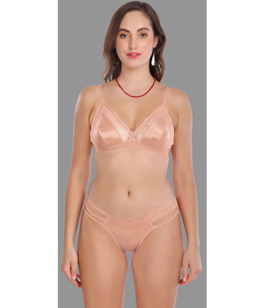     			Madam Poly Cotton Women's Bra & Panty Set ( Peach )