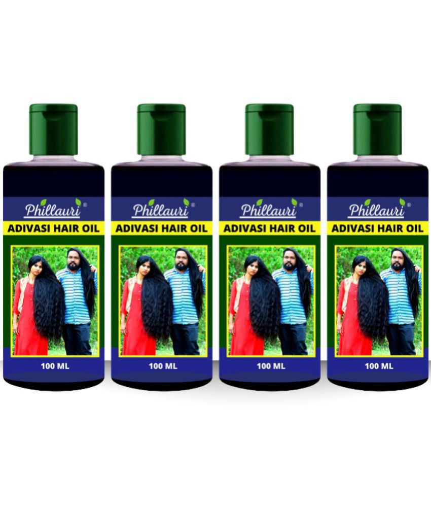 Phillauri Adivasi Ayurvedic Herbal Hair Oil - Dandruff Control - Hair Loss Control - Long Hair - For Women and Men (100 ml) Pack of 4