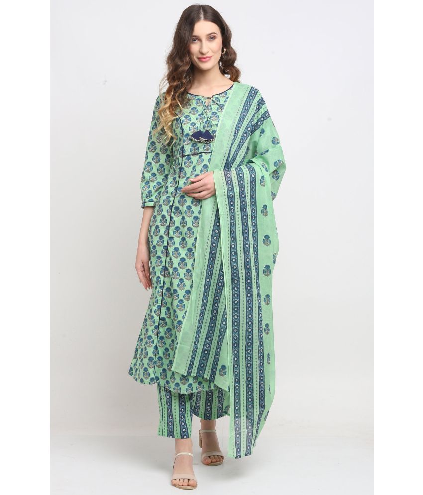     			Rajnandini - Green A-Line Cotton Women's Stitched Salwar Suit ( Pack of 1 )