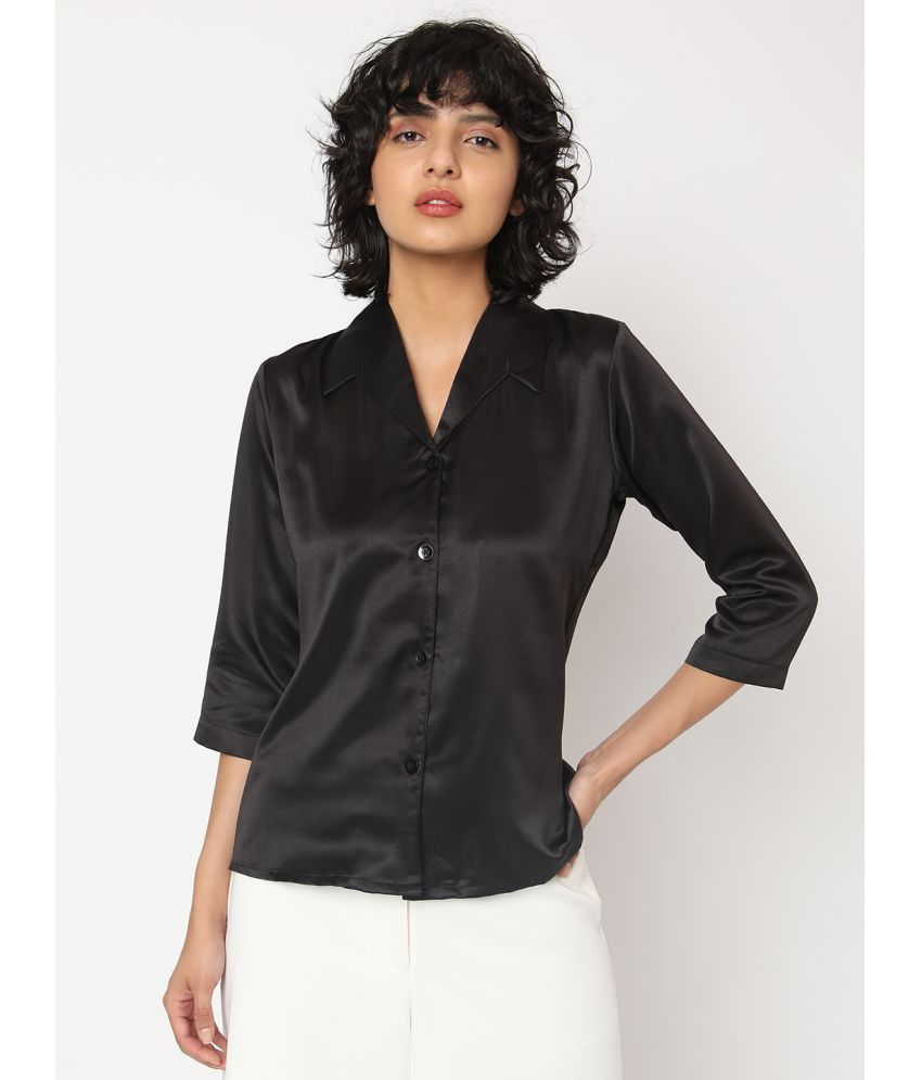     			Smarty Pants - Black Satin Women's Shirt Style Top ( Pack of 1 )