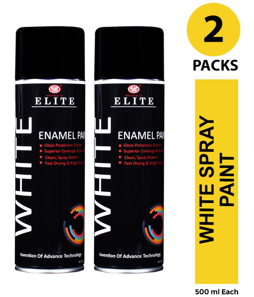     			UE Elite Enamel Multipurpose White Spray Paint Can for Cars and Bikes-500ml (Pack of 2)