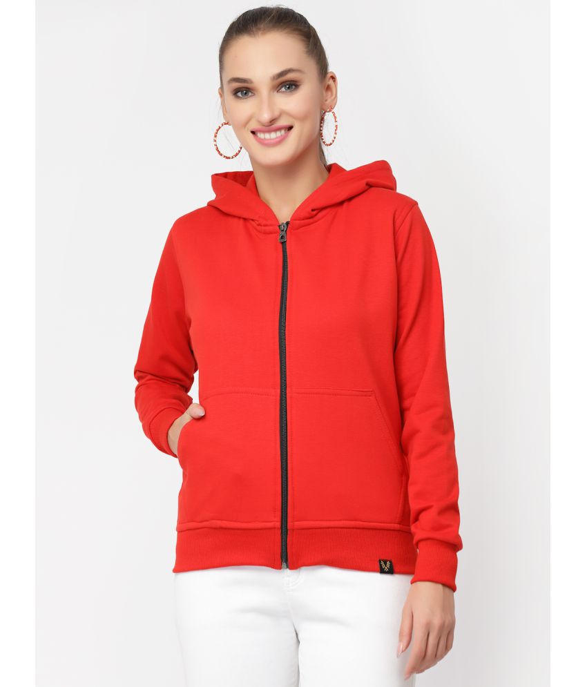     			Uzarus Cotton Red Hooded Sweatshirt