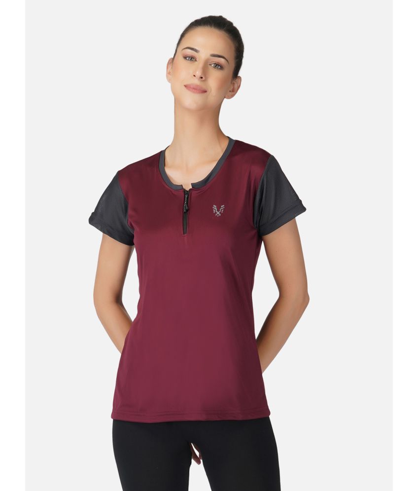     			Uzarus Maroon Polyester Polos - Single