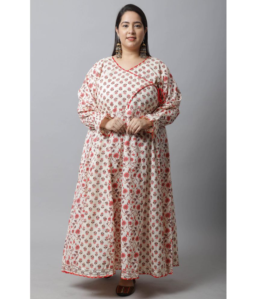     			Rajnandini - Off White 100% Cotton Women's Anarkali Kurti ( Pack of 1 )