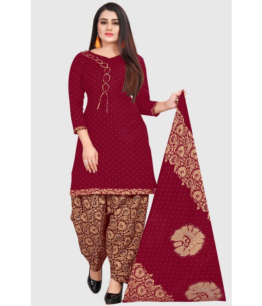     			Rajnandini - Unstitched Maroon Cotton Dress Material ( Pack of 1 )