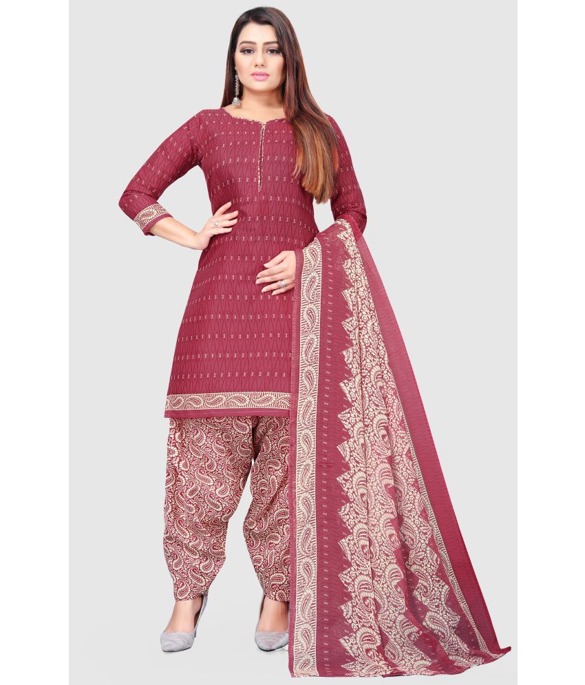     			Rajnandini - Unstitched Maroon Cotton Dress Material ( Pack of 1 )