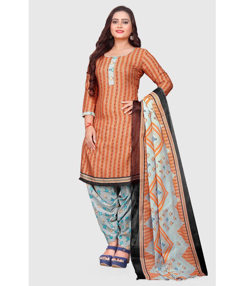     			Rajnandini - Unstitched Orange Cotton Blend Dress Material ( Pack of 1 )