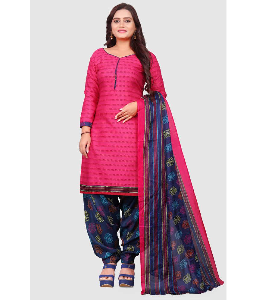     			Rajnandini - Unstitched Pink Cotton Dress Material ( Pack of 1 )