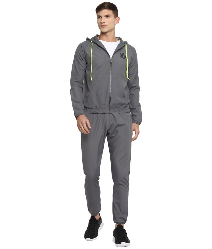 YUUKI - Grey Polyester Regular Fit Solid Men's Sports Tracksuit ( Pack of 1 )