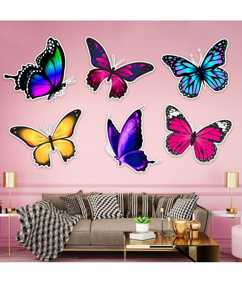     			Zyozi Butterfly Theme Birthday Cardstock Cutout with Glue Dot for Kids Theme for Baby Shower Happy Birthday Decorations Supplies (Pack of 7)