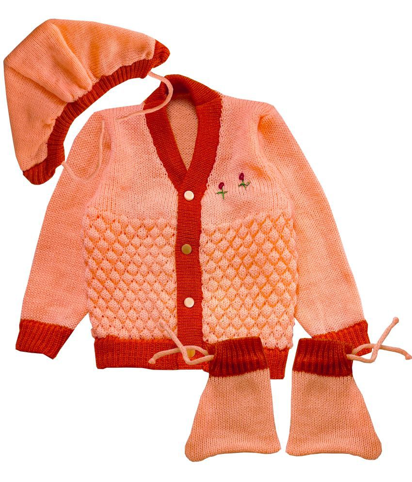     			little PANDA Baby Unisex Woollen Sweater, Cap & Socks Set