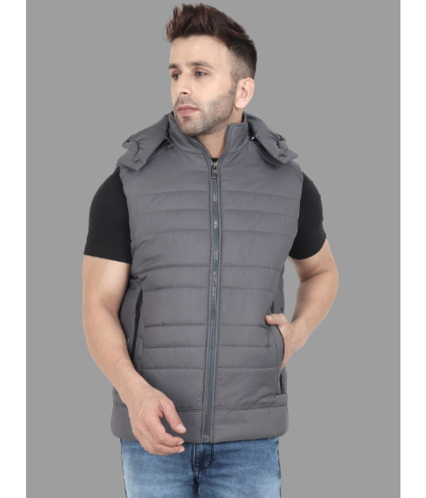     			xohy - Dark Grey Nylon Regular Fit Men's Quilted & Bomber Jacket ( Pack of 1 )