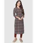 Rajnandini - Navy Blue 100% Cotton Women's Straight Kurti ( Pack of 1 )