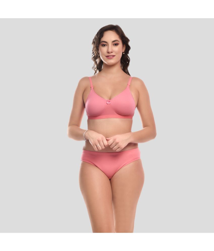     			Elina Cotton Women's Bra & Panty Set ( Pink )