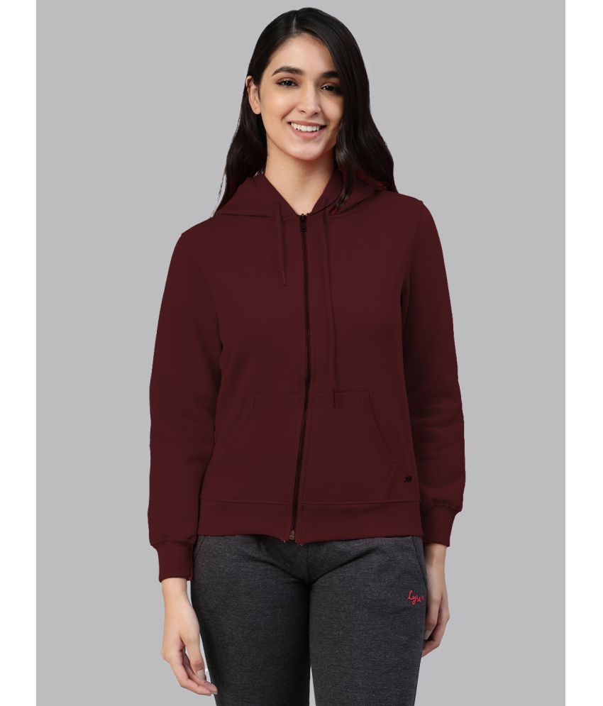     			LYRA Cotton - Fleece Maroon Zippered Sweatshirt