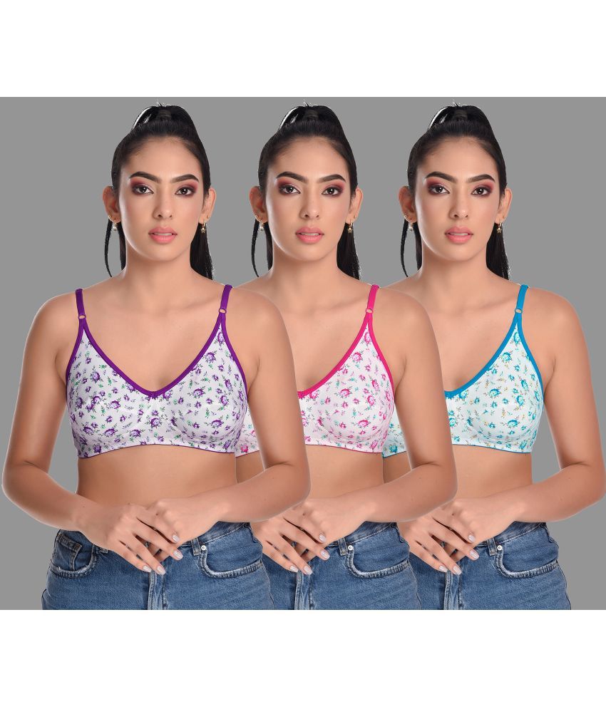     			Madam Pack of 3 Cotton Blend Non Padded Women's Everyday Bra ( Multicolor )