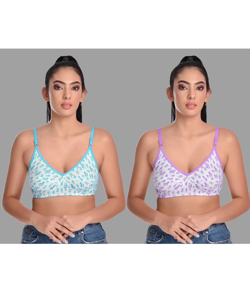     			Madam Pack of 2 Cotton Blend Non Padded Women's Everyday Bra ( Multicolor )