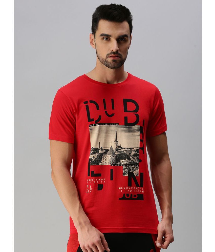     			ONN - Red Cotton Blend Regular Fit Men's T-Shirt ( Pack of 1 )