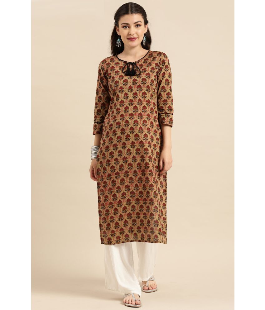     			Rajnandini - Beige 100% Cotton Women's Straight Kurti ( Pack of 1 )