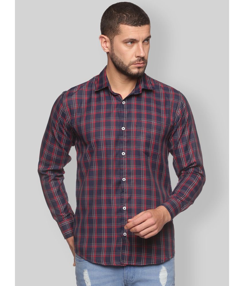    			YHA - Navy Blue Cotton Blend Regular Fit Men's Casual Shirt ( Pack of 1 )