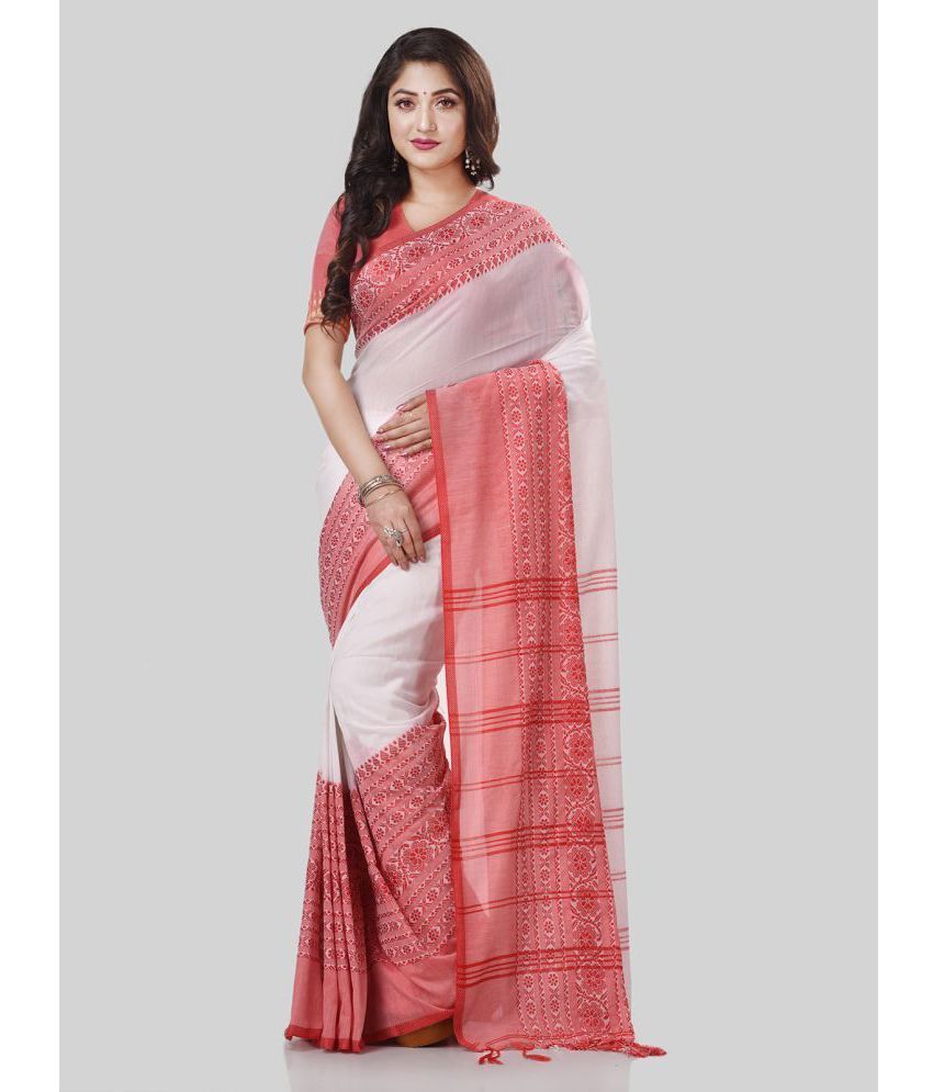     			Desh Bidesh - Red Cotton Saree With Blouse Piece ( Pack of 1 )