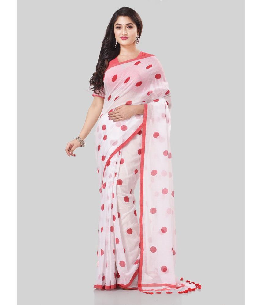     			Desh Bidesh - Red Cotton Saree With Blouse Piece ( Pack of 1 )